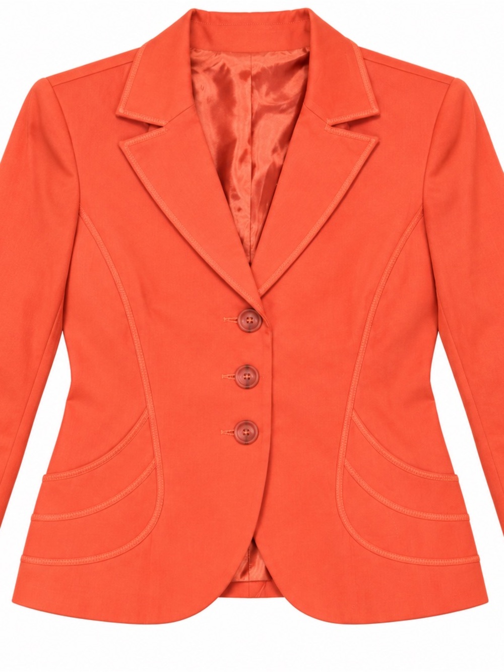 Bebe Women’s Size 10 Persimmon Coral Linen Blend Fitted Blazer Jacket